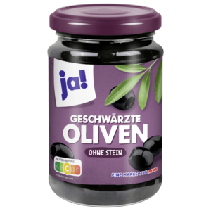 Ja! - Sorte oliven uden sten 320g