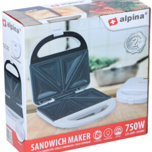 Alpina - Sandwich Maker Plate 2 Slices Power Indicator (750W / CB / 21.3x11.9cm)