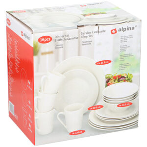 Alpina - Dinner set 16stk white SW Ø25.5/20.5/15.5cm 220ml