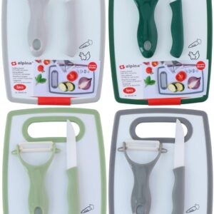 Alpina - Cutting Board with Knife and Peeler 25x16x1,2cm