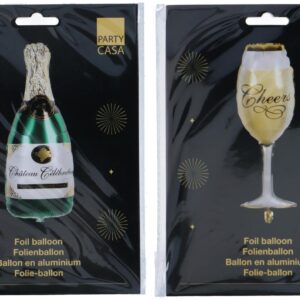 Party Casa - Balloon Foil Champagne Bottle ans Glass, 2ass