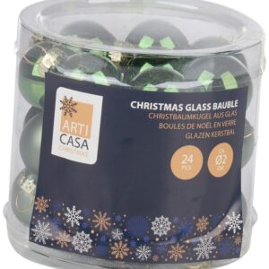 Articasa - Xmas Bauble Glass Green 24stk